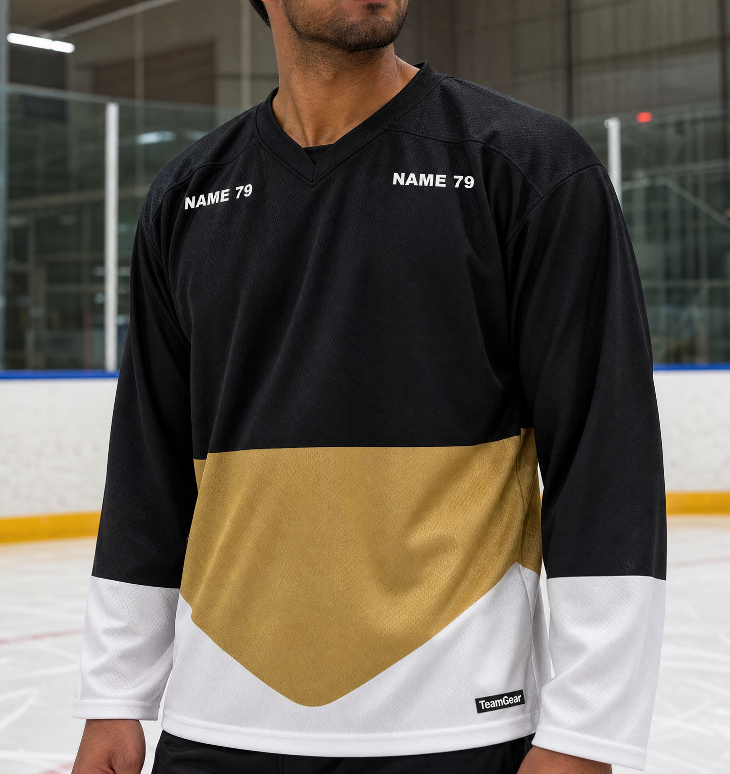 NHL Inspired Hockey Socks: Pittsburgh Penguins Black 2007-2016 — custom hockey socks worn on model — TeamGear Canada