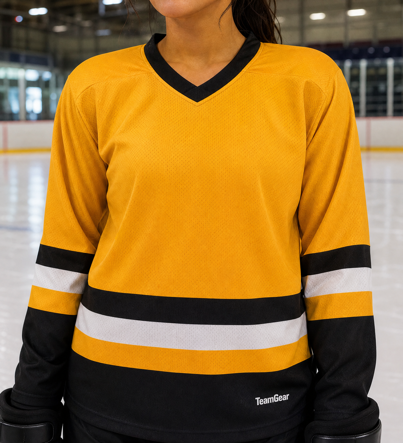 NHL Inspired Hockey Socks: Pittsburgh Penguins Black — custom hockey socks worn on model — TeamGear Canada