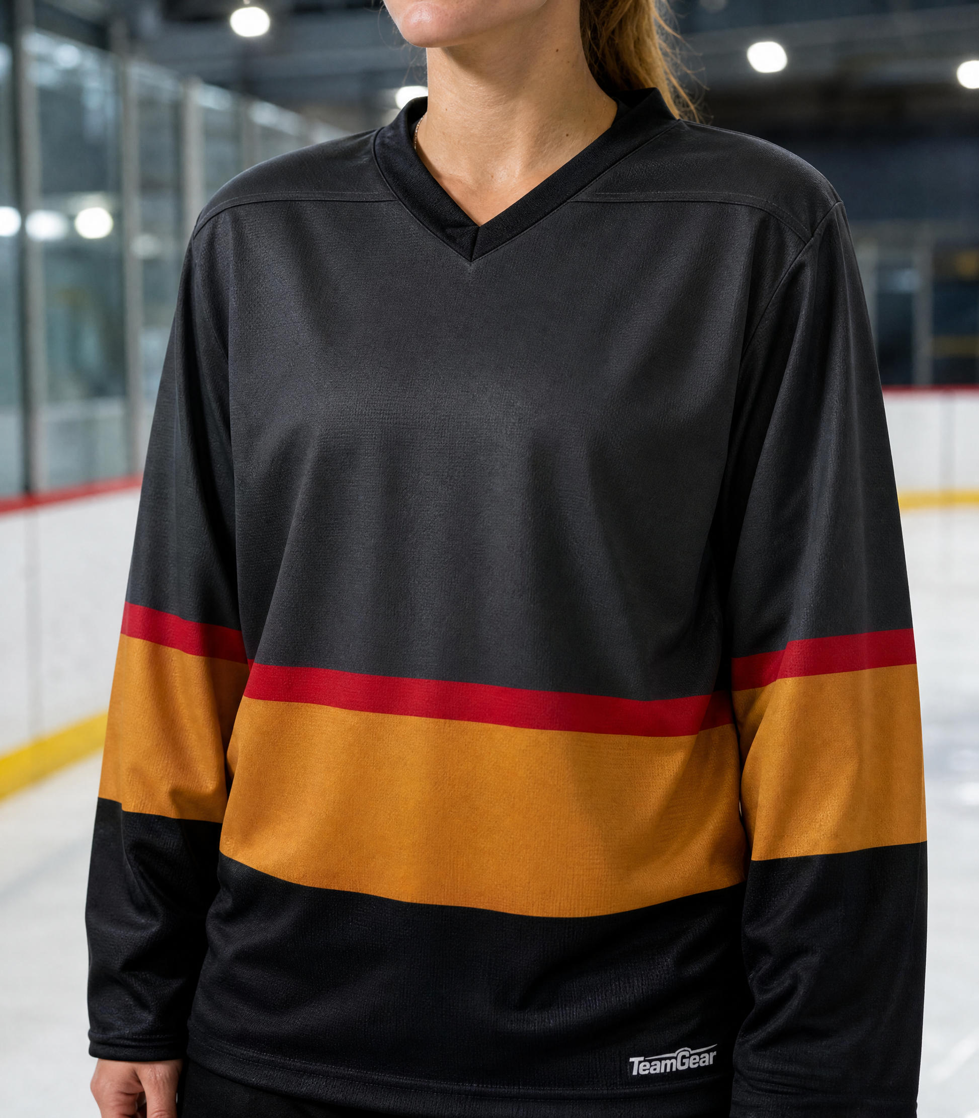 NHL Inspired Hockey Socks: Vegas Golden Knights Grey — custom hockey socks worn on model — TeamGear Canada