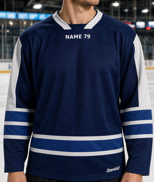 NHL Inspired Hockey Socks: Winnipeg Jets White — custom hockey socks worn on model — TeamGear Canada