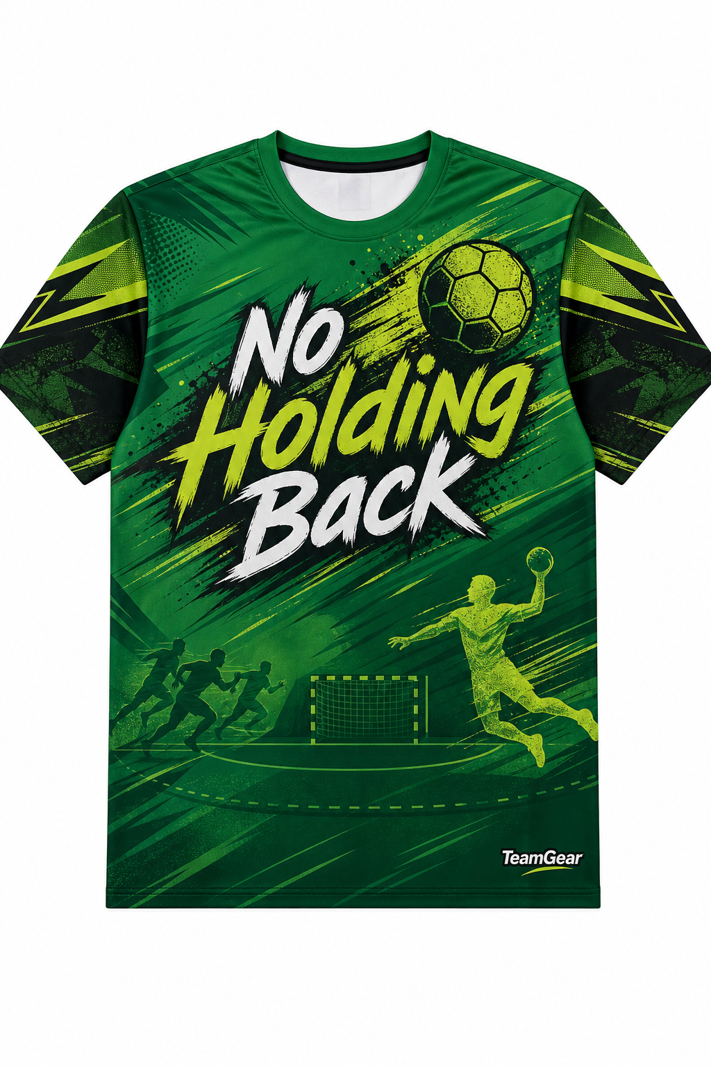 No Holding Back Green Handball Jersey design