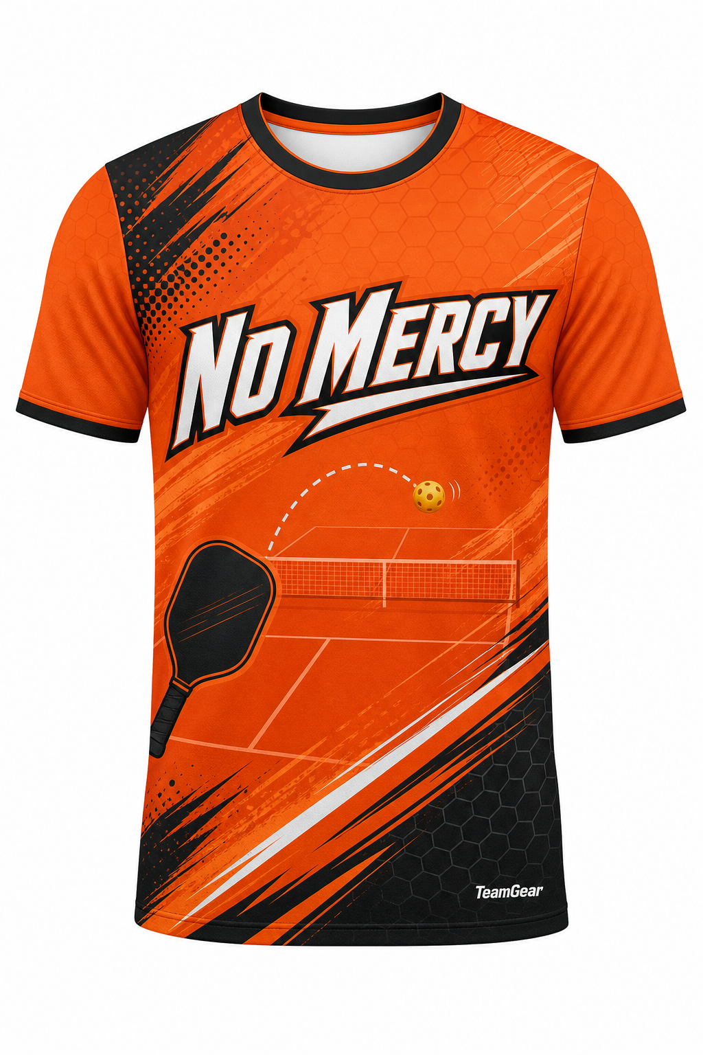 No Mercy Orange Pickleball Jersey with name and number
