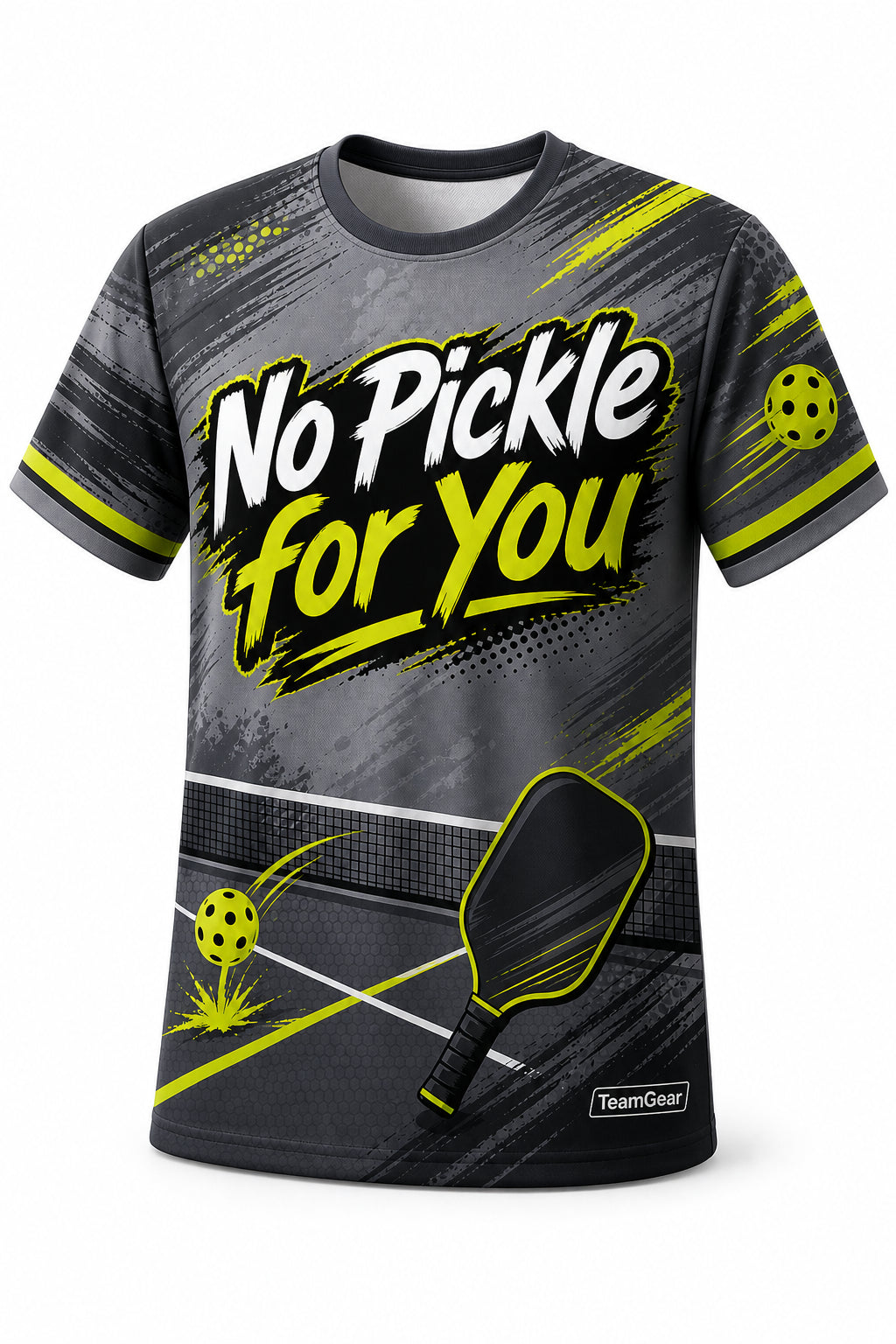 No Pickle for You Grey Pickleball Jersey - front and back view
