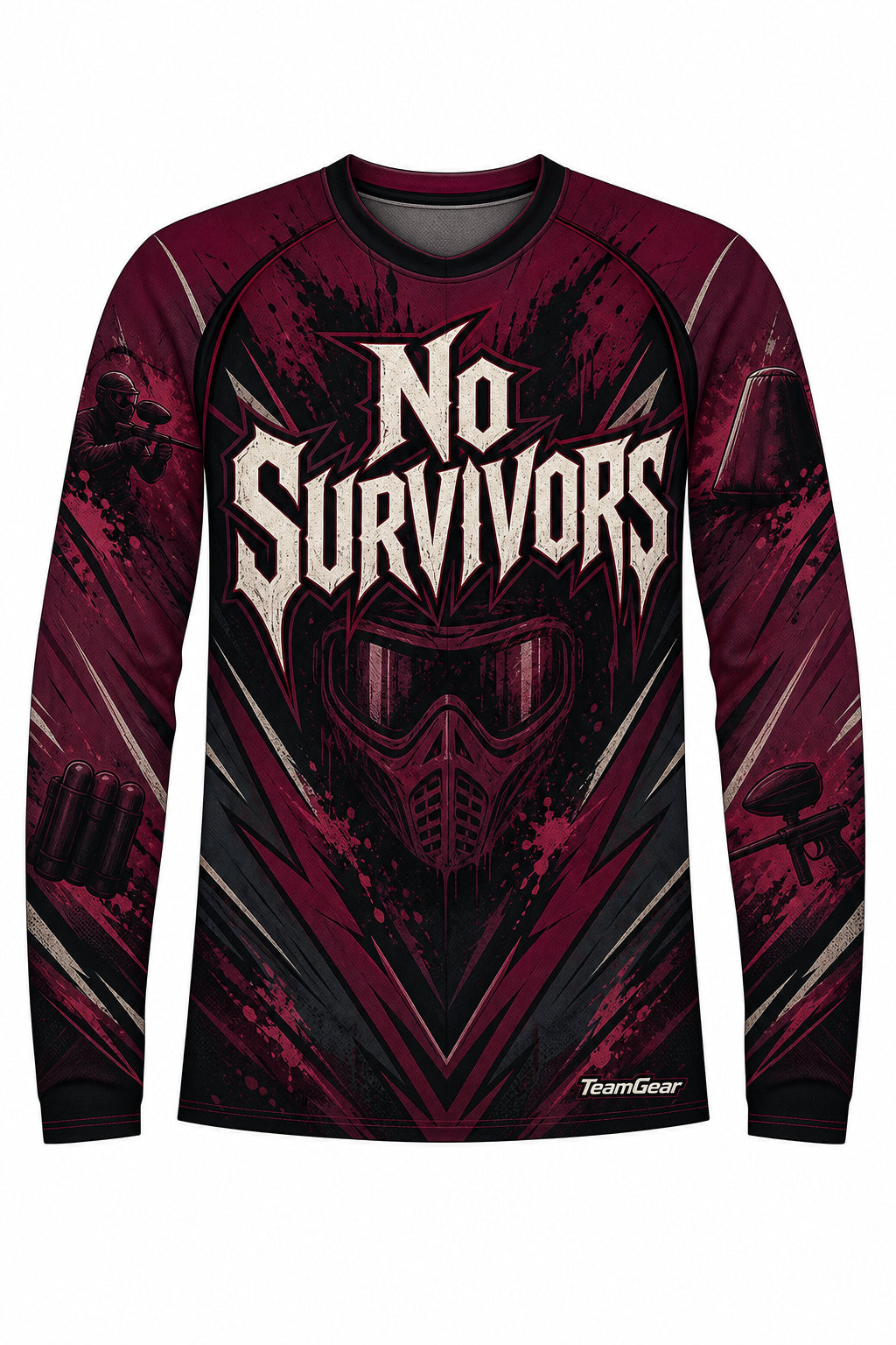 No Survivors Maroon Long Sleeve Paintball Jersey design