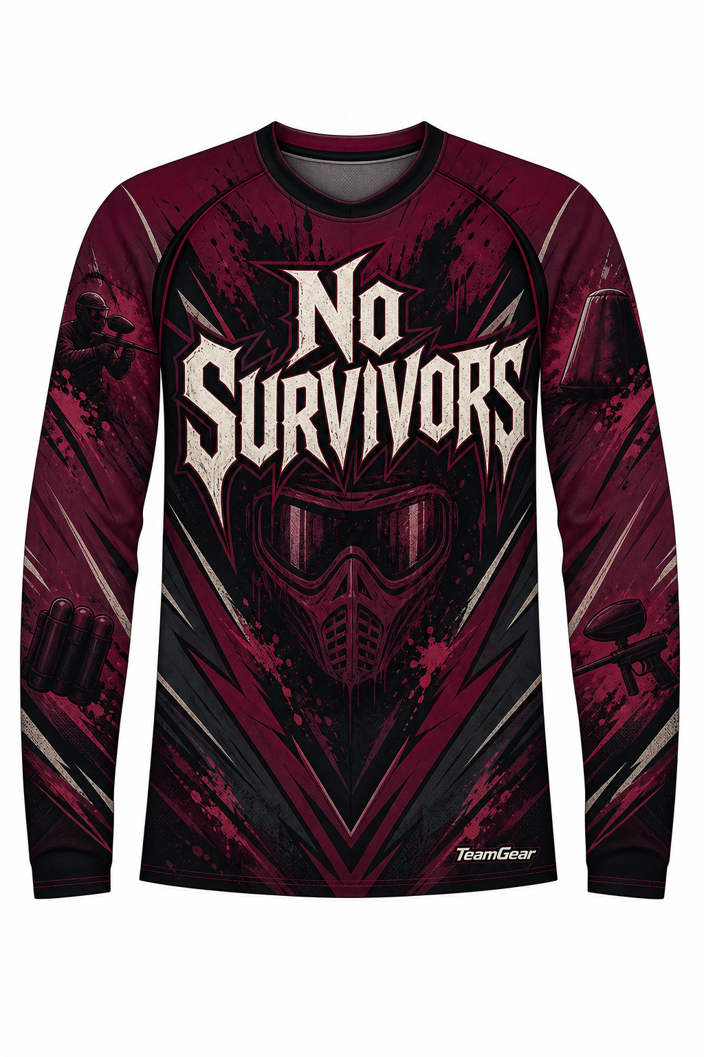 No Survivors Maroon Long Sleeve Paintball Jersey design