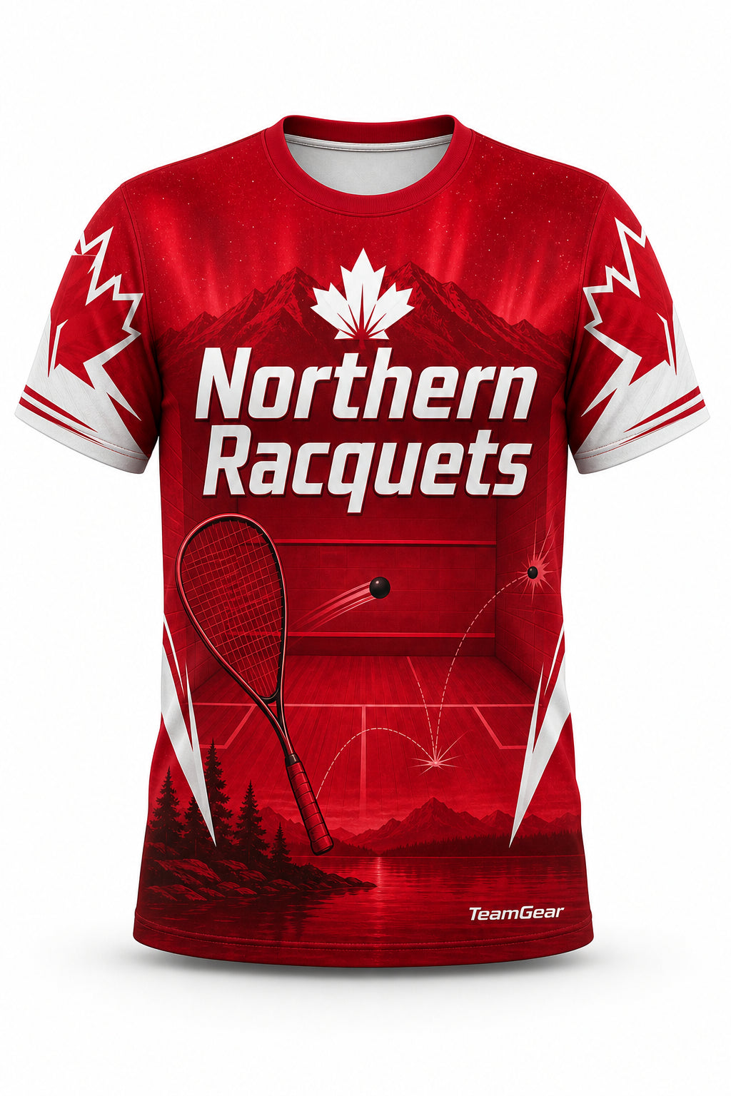 Northern Racquets Crimson Squash Jersey - front and back view