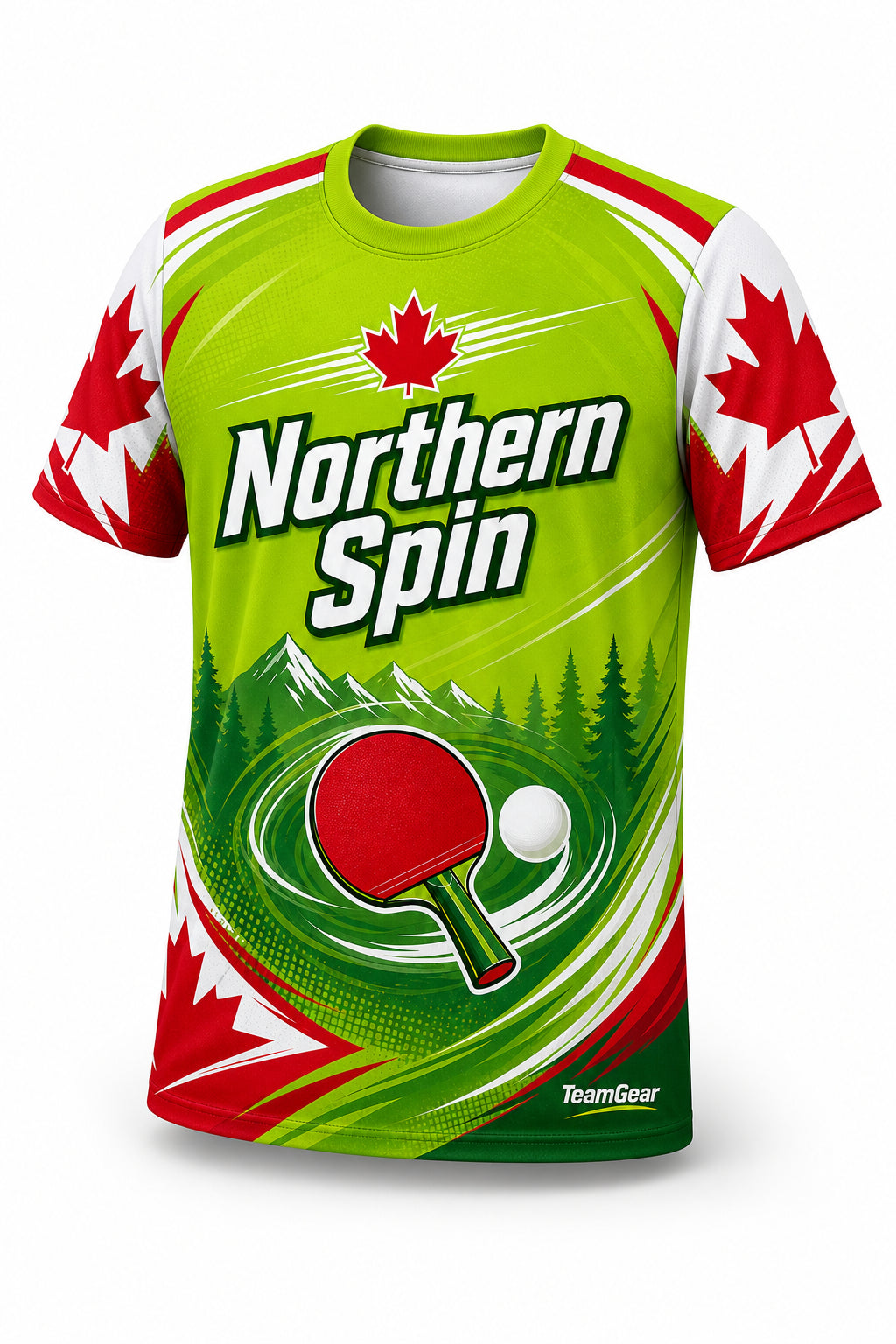 Northern Spin Lime Table Tennis Jersey - front and back view