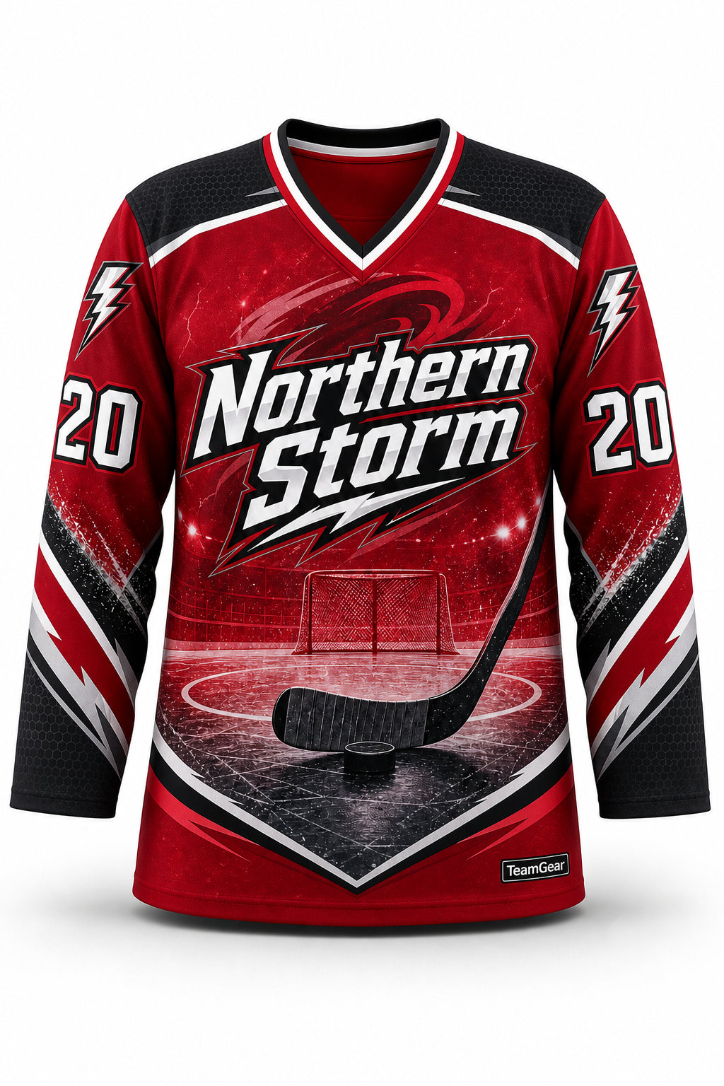 Northern Storm Crimson Hockey Jersey - front and back view