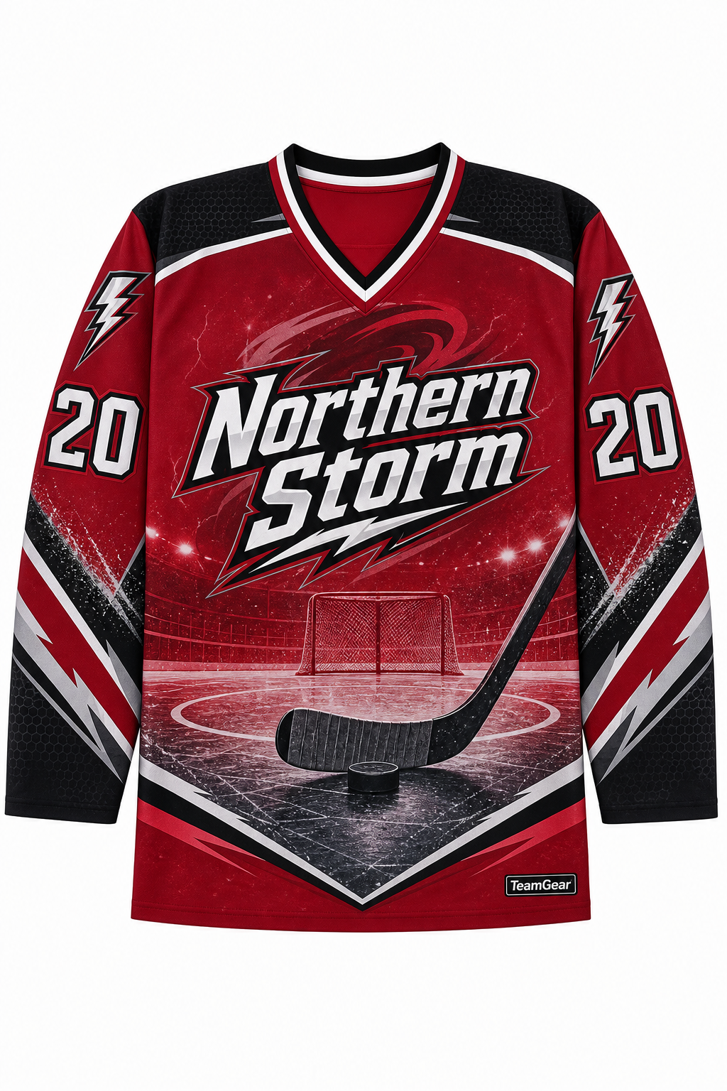 Northern Storm Crimson Hockey Jersey design