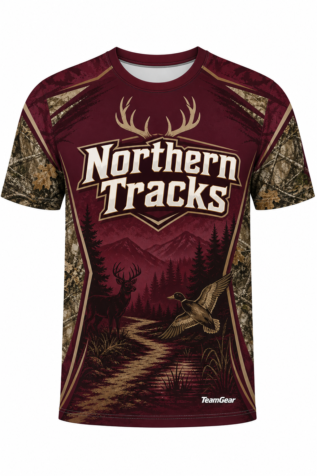 Northern Tracks Maroon Hunting Jersey design