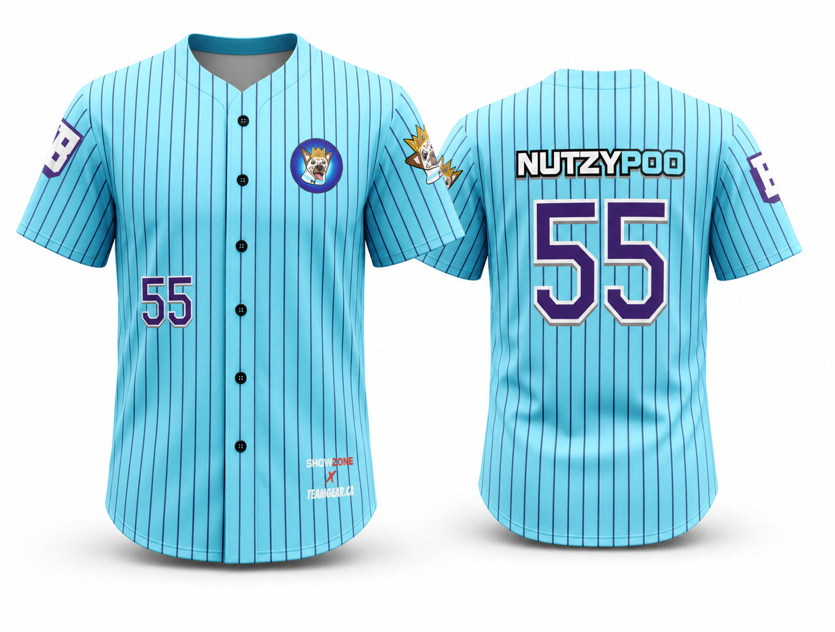 NutzyPoo Teal Jersey Full Button - front and back view