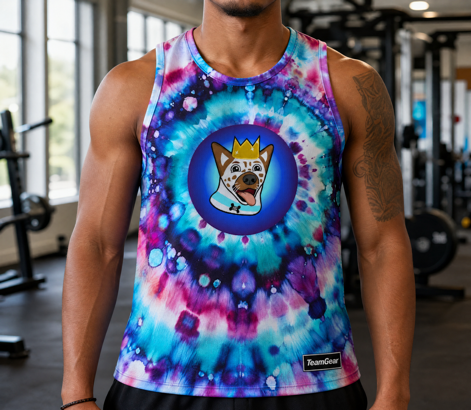 NutzyPoo Tie-Dye Drawstring Bag — custom team apparel worn on model — TeamGear Canada