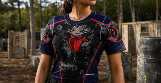 Outlaws Paintball Jersey — custom paintball jersey worn on model — TeamGear Canada