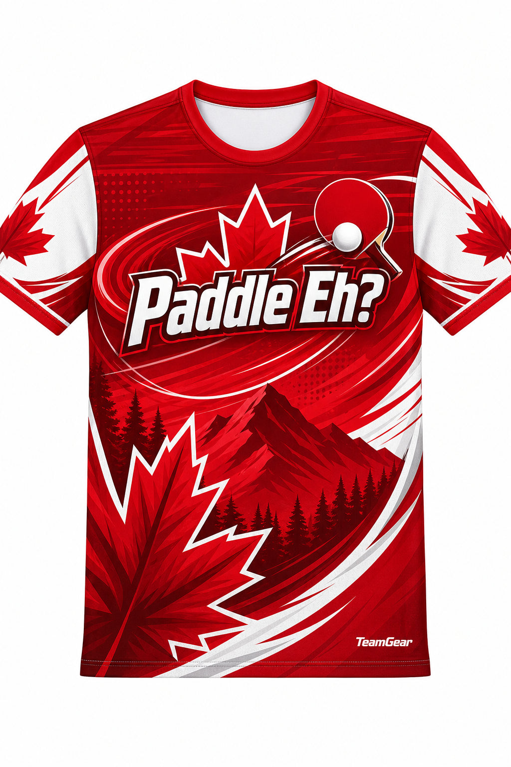 Paddle Eh? Red Table Tennis Jersey with name and number