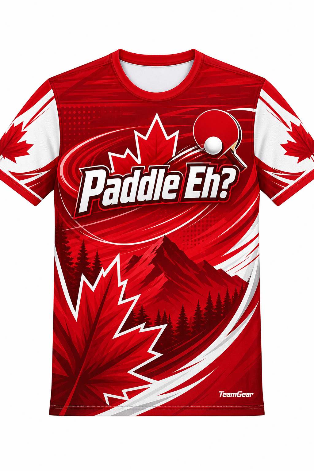 Paddle Eh? Red Table Tennis Jersey with name and number