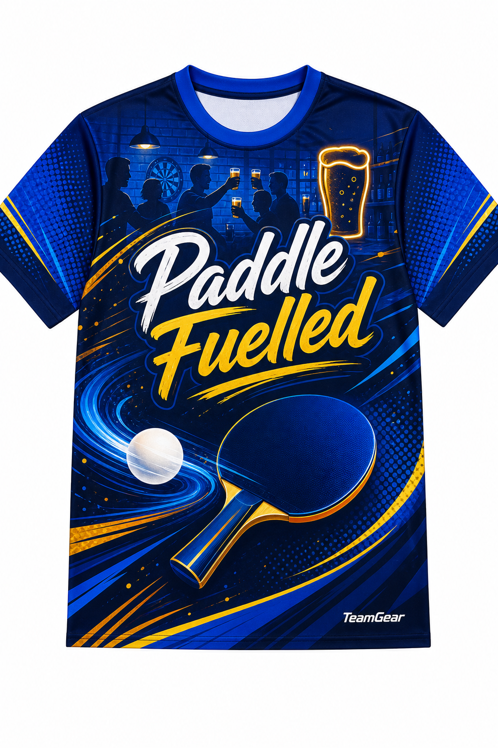 Paddle Fuelled Blue Table Tennis Jersey with name and number