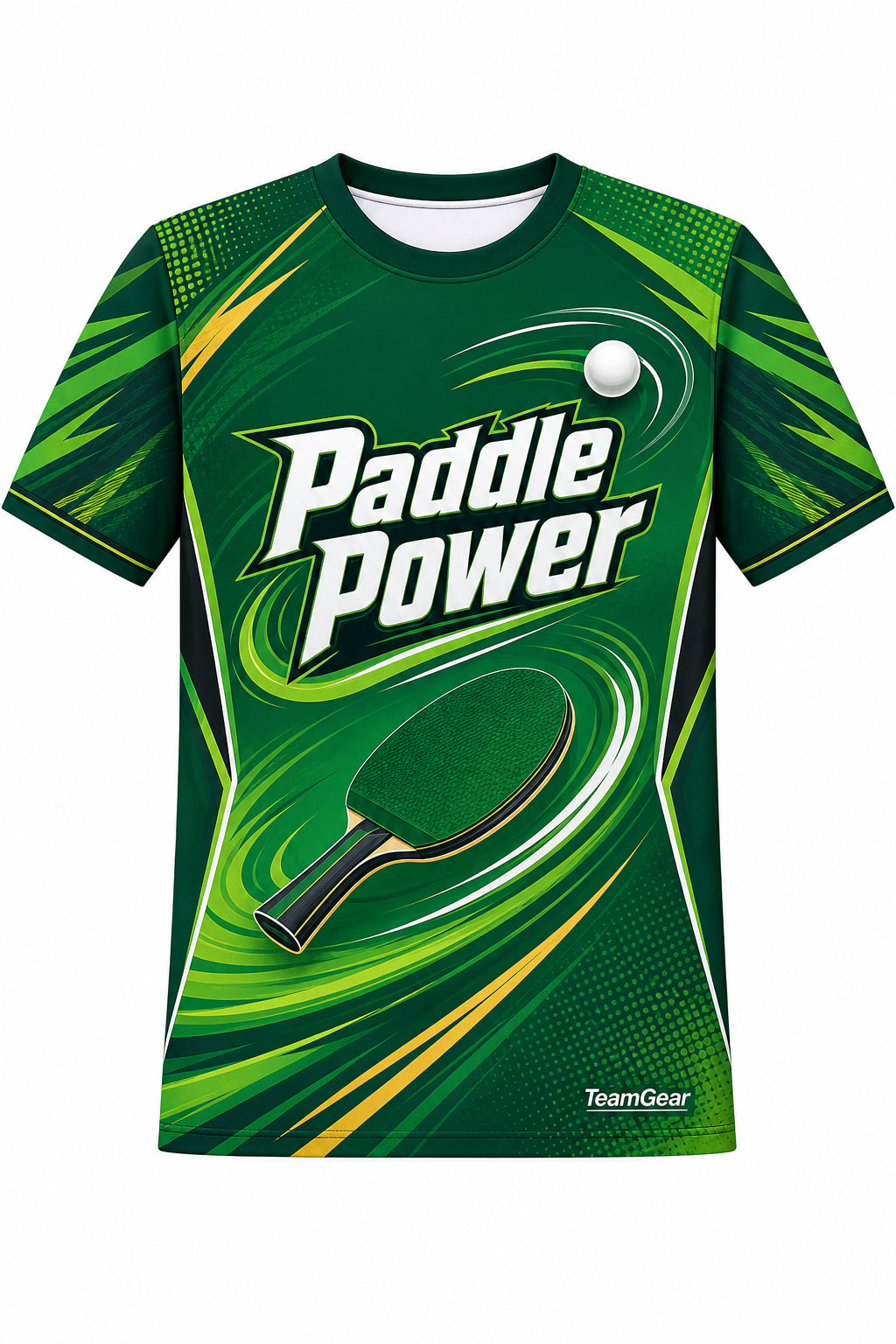 Paddle Power Green Table Tennis Jersey with name and number