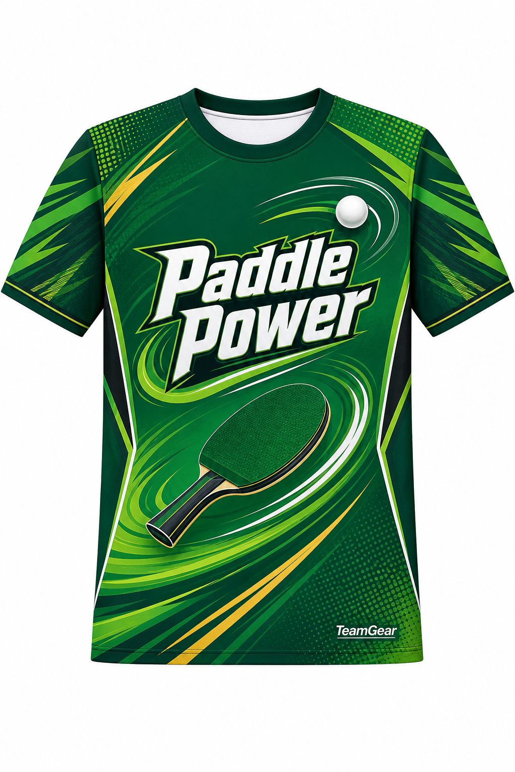 Paddle Power Green Table Tennis Jersey with name and number