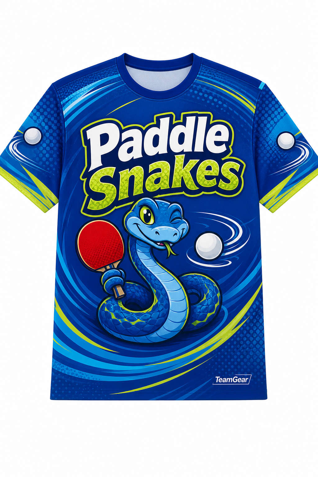 Paddle Snakes Blue Table Tennis Jersey with name and number