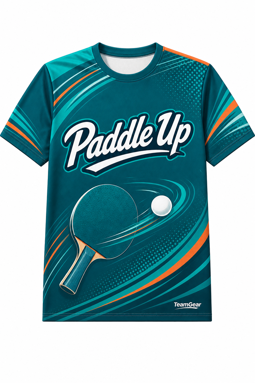 Paddle Up Teal Table Tennis Jersey with name and number