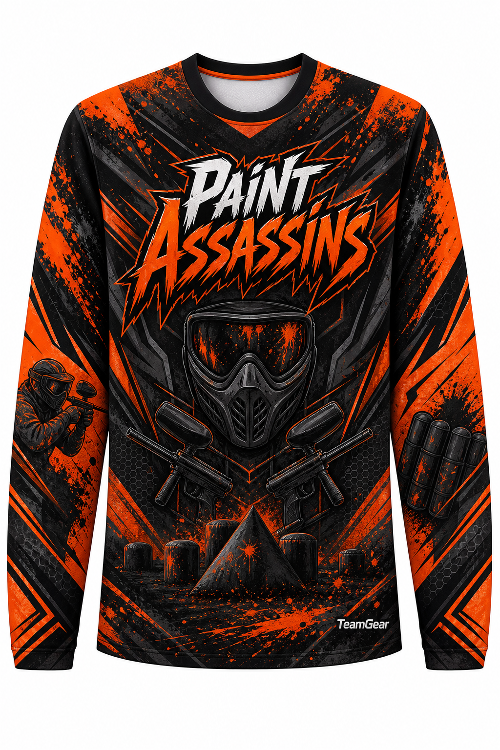 Paint Assassins Orange Long Sleeve Paintball Jersey design