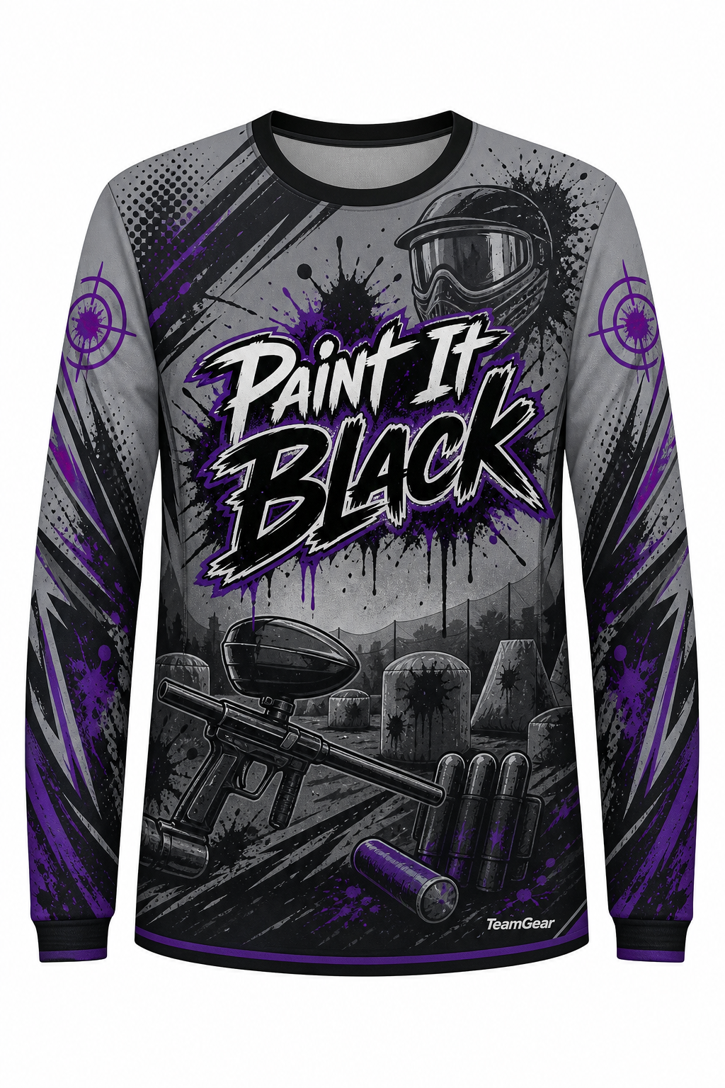 Paint It Black Grey Long Sleeve Paintball Jersey design