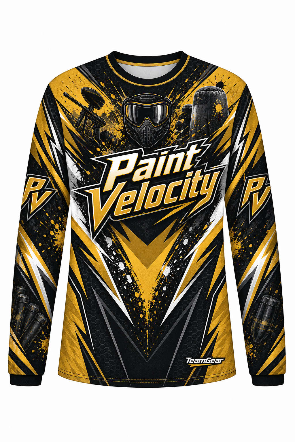 Paint Velocity Gold Long Sleeve Paintball Jersey design