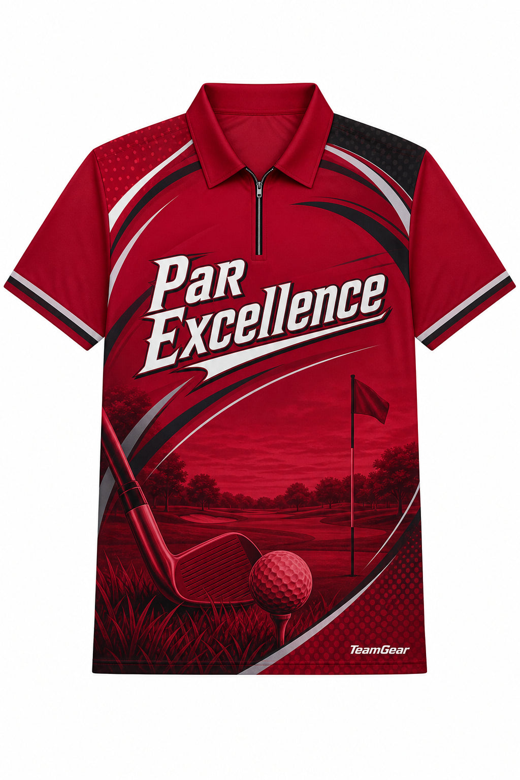 Par Excellence Crimson Golf Polo design