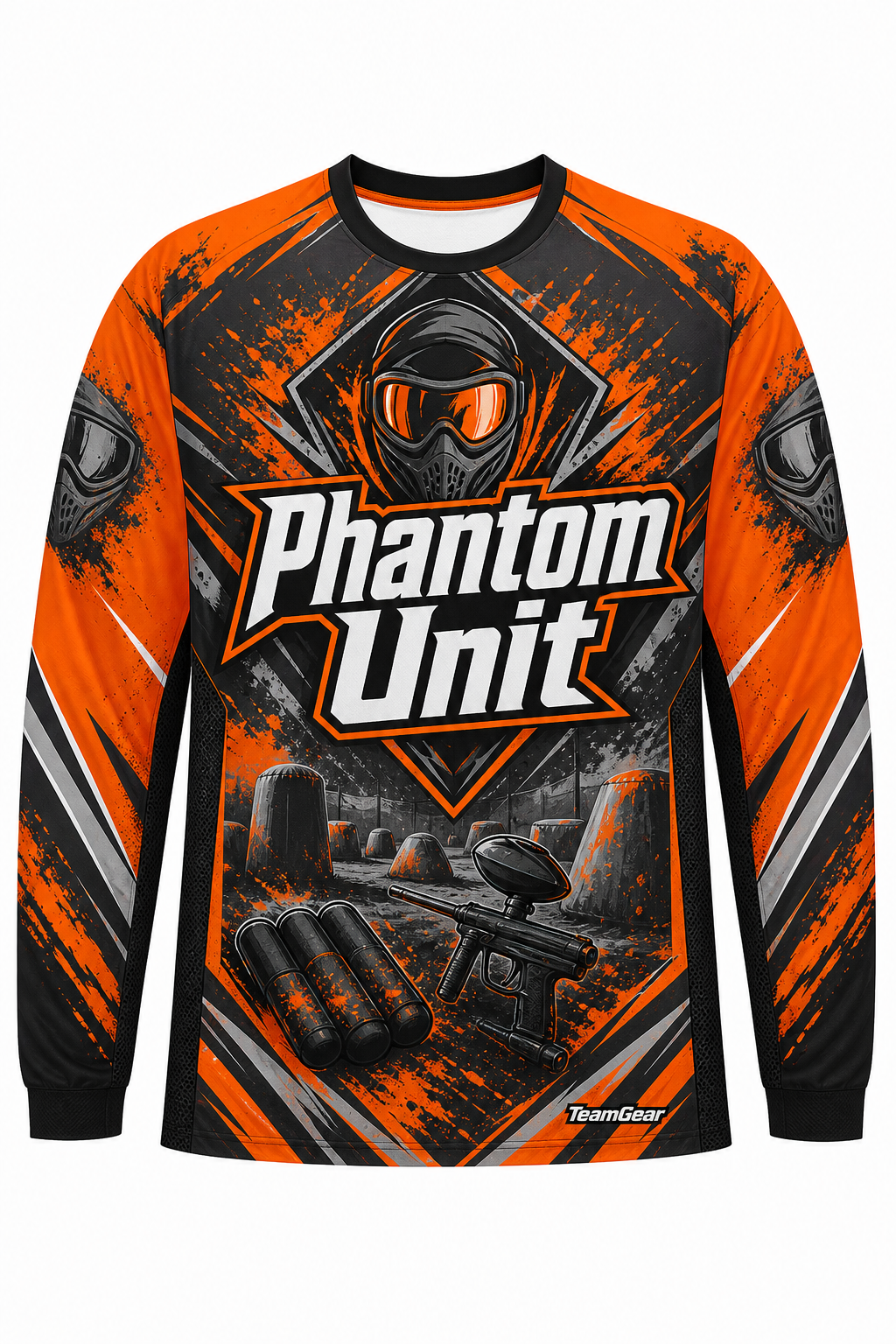 Phantom Unit Orange Long Sleeve Paintball Jersey design