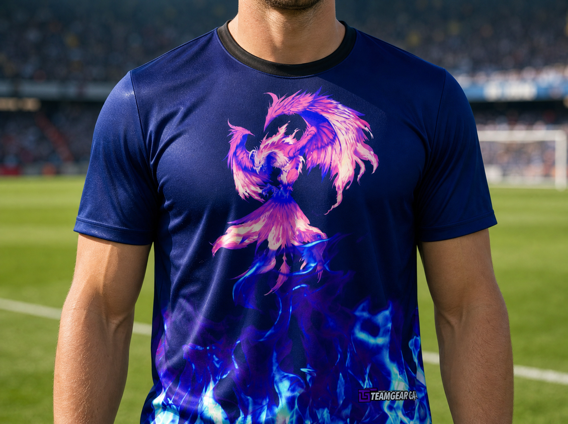Phoenix Purple Soccer Jersey — custom soccer jersey worn on model — TeamGear Canada