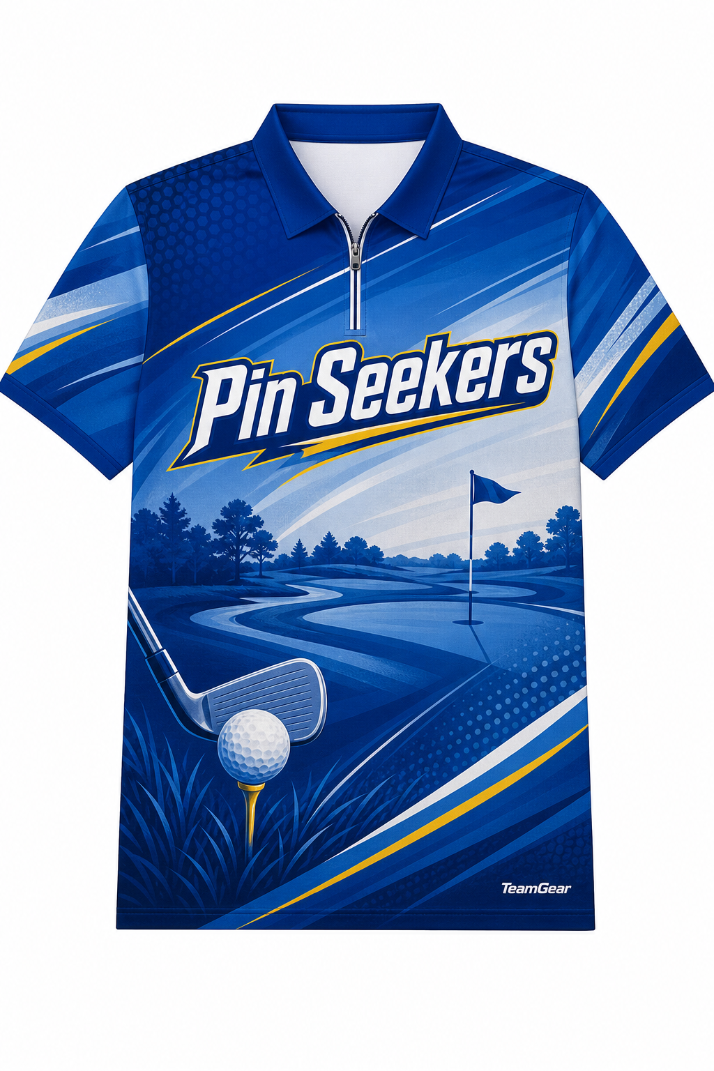 Pin Seekers Blue Golf Polo design