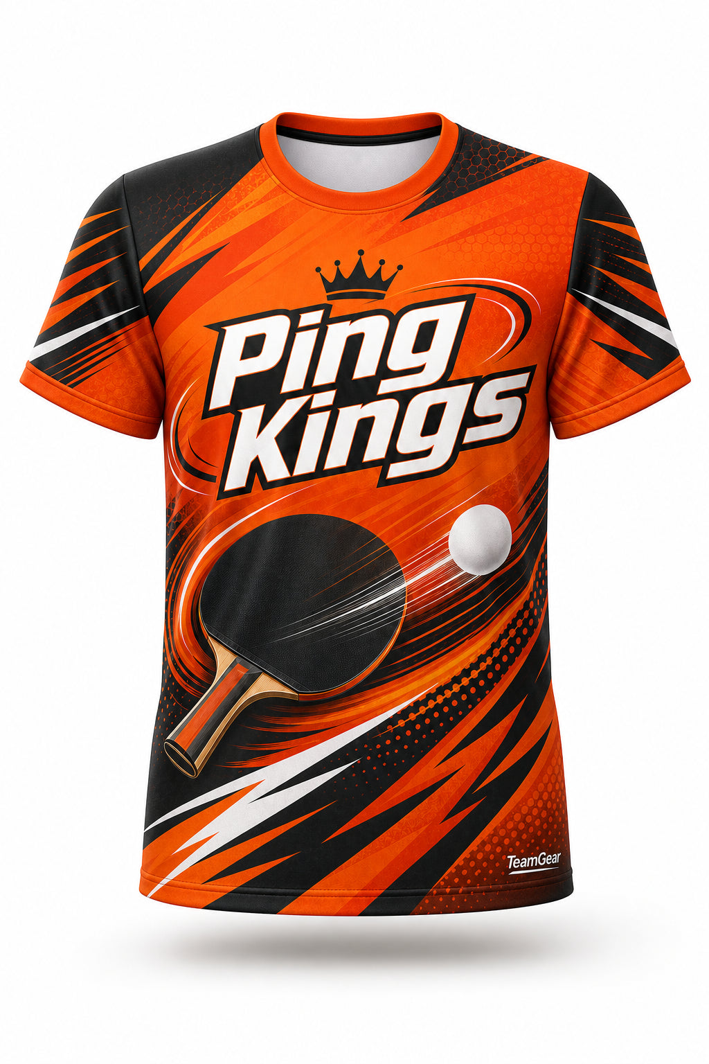 Ping Kings Orange Table Tennis Jersey - front and back view