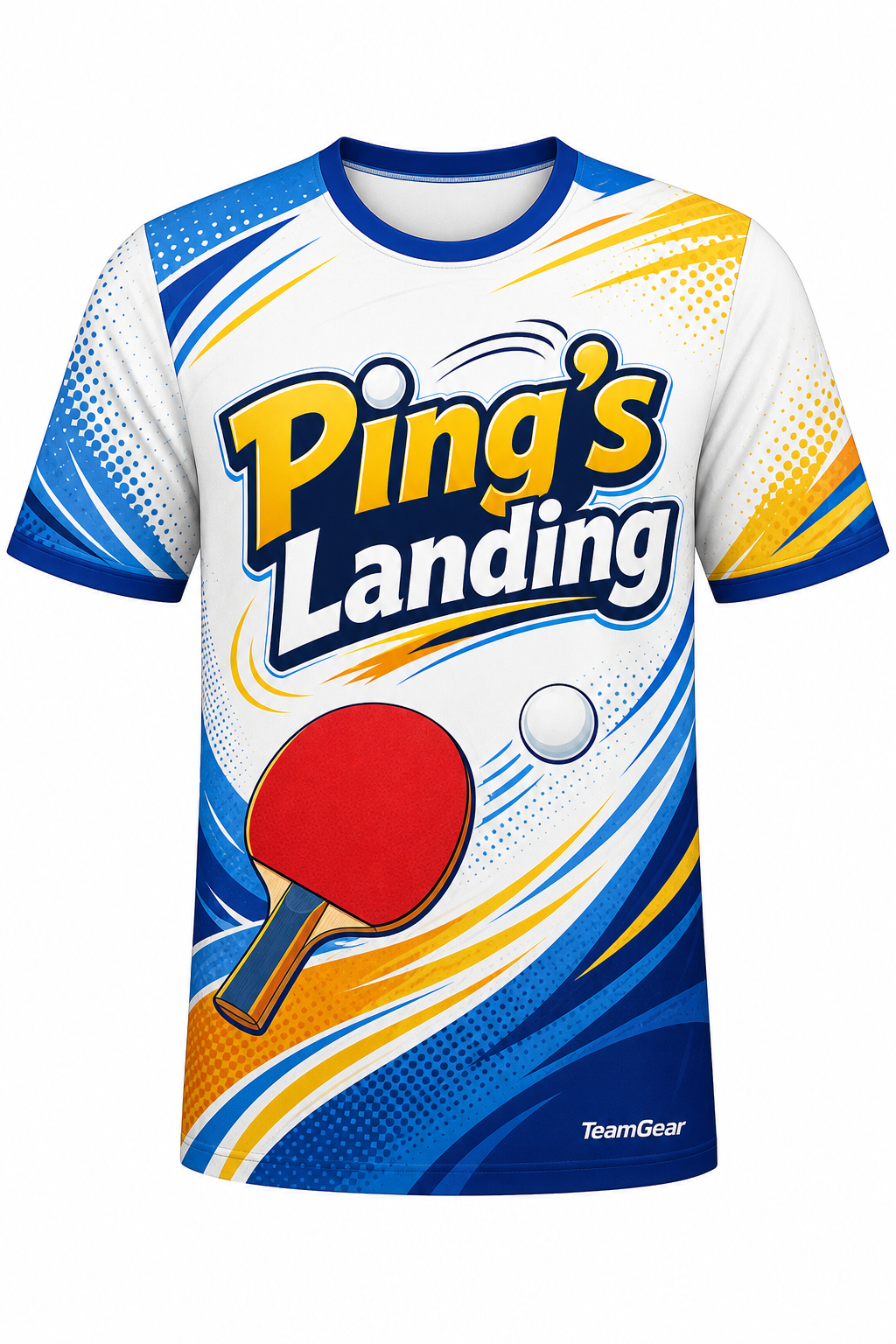 Ping's Landing White Table Tennis Jersey with name and number
