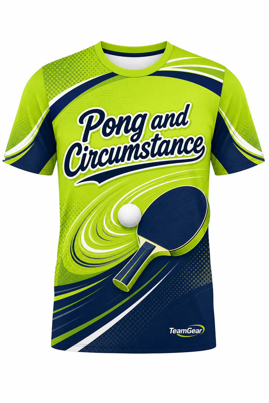 Pong and Circumstance Lime Table Tennis Jersey with name and number