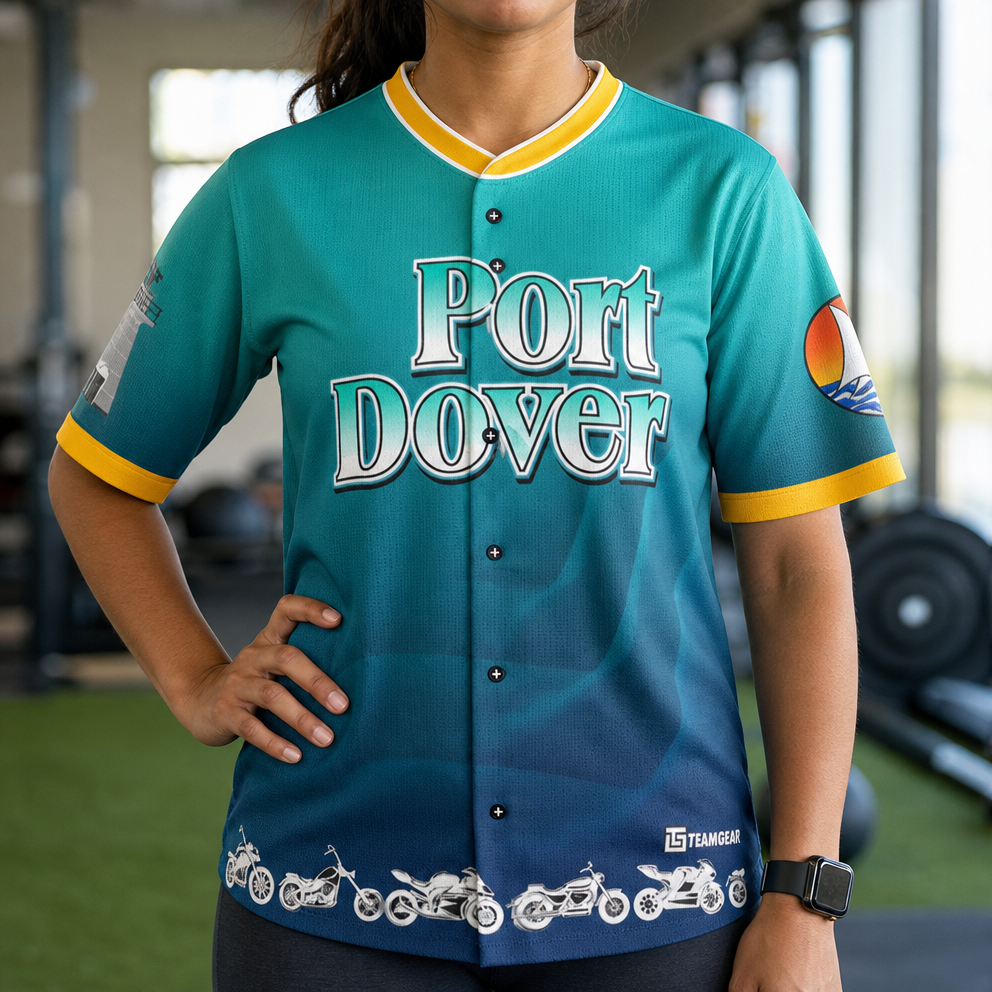 Port Dover CityLink Button-Down Jersey — custom jersey worn on model — TeamGear Canada