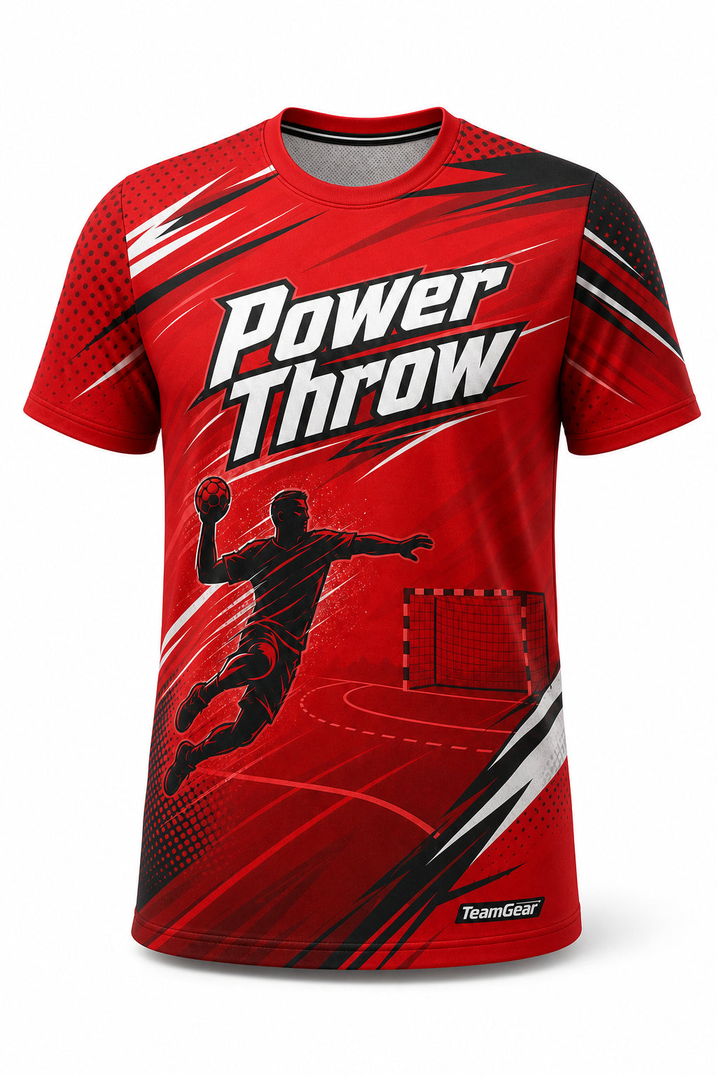 Power Throw Red Handball Jersey - front and back view