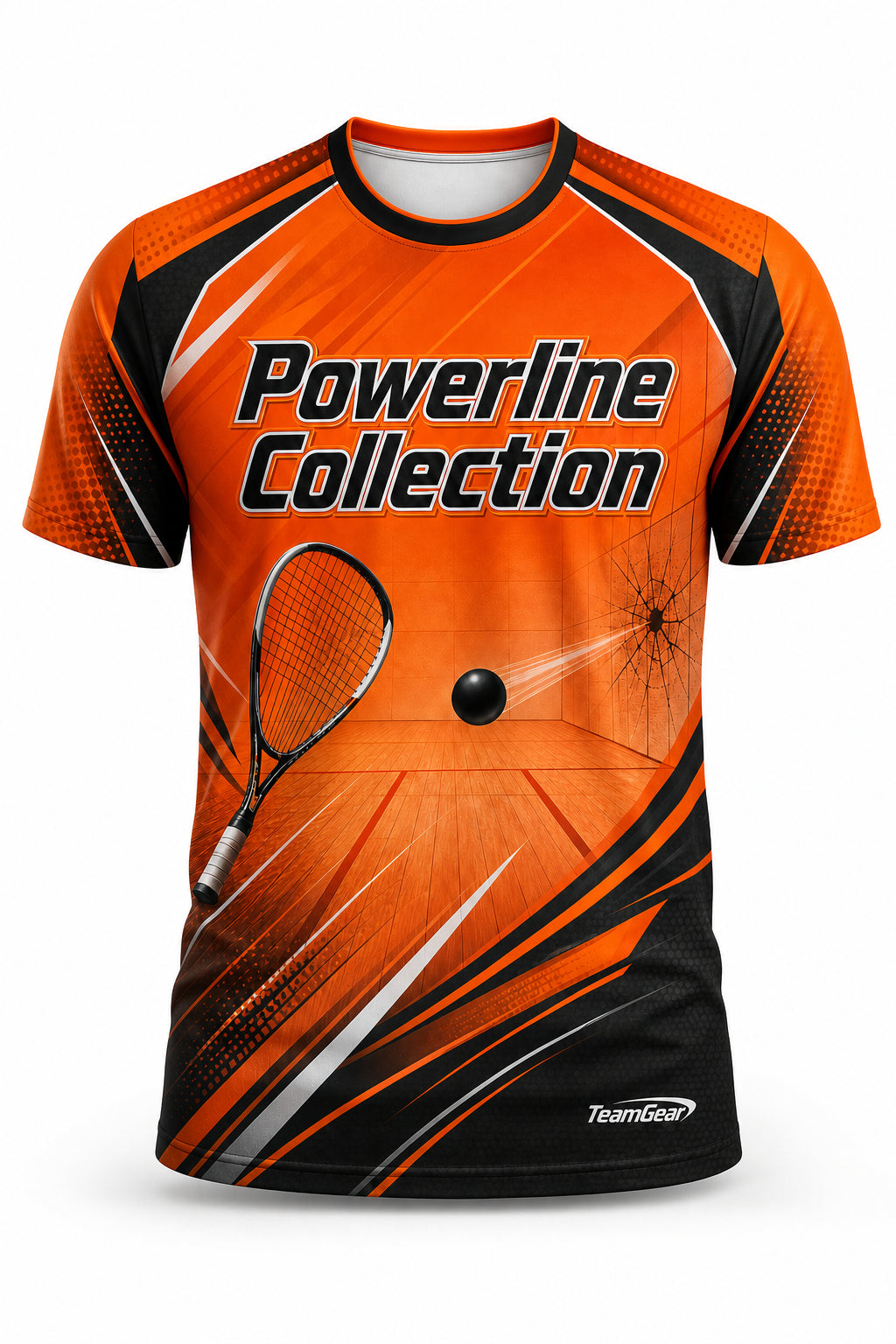 Powerline Collection Orange Racquetball Jersey - front and back view