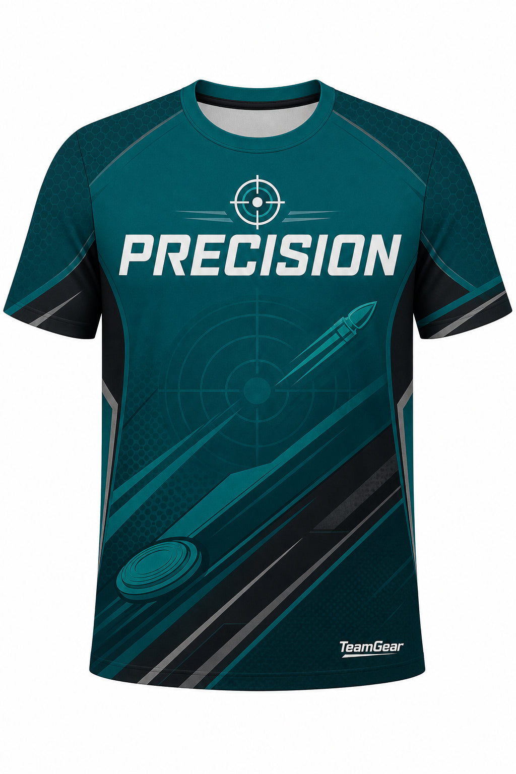Precision Teal Shooting Jersey design