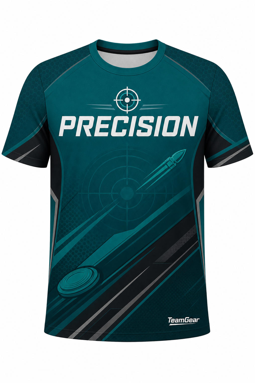 Precision Teal Shooting Jersey design