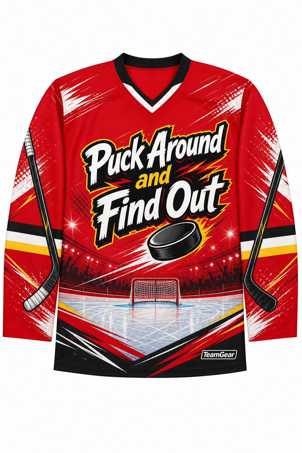 Puck Around and Find Out Red Hockey Jersey design