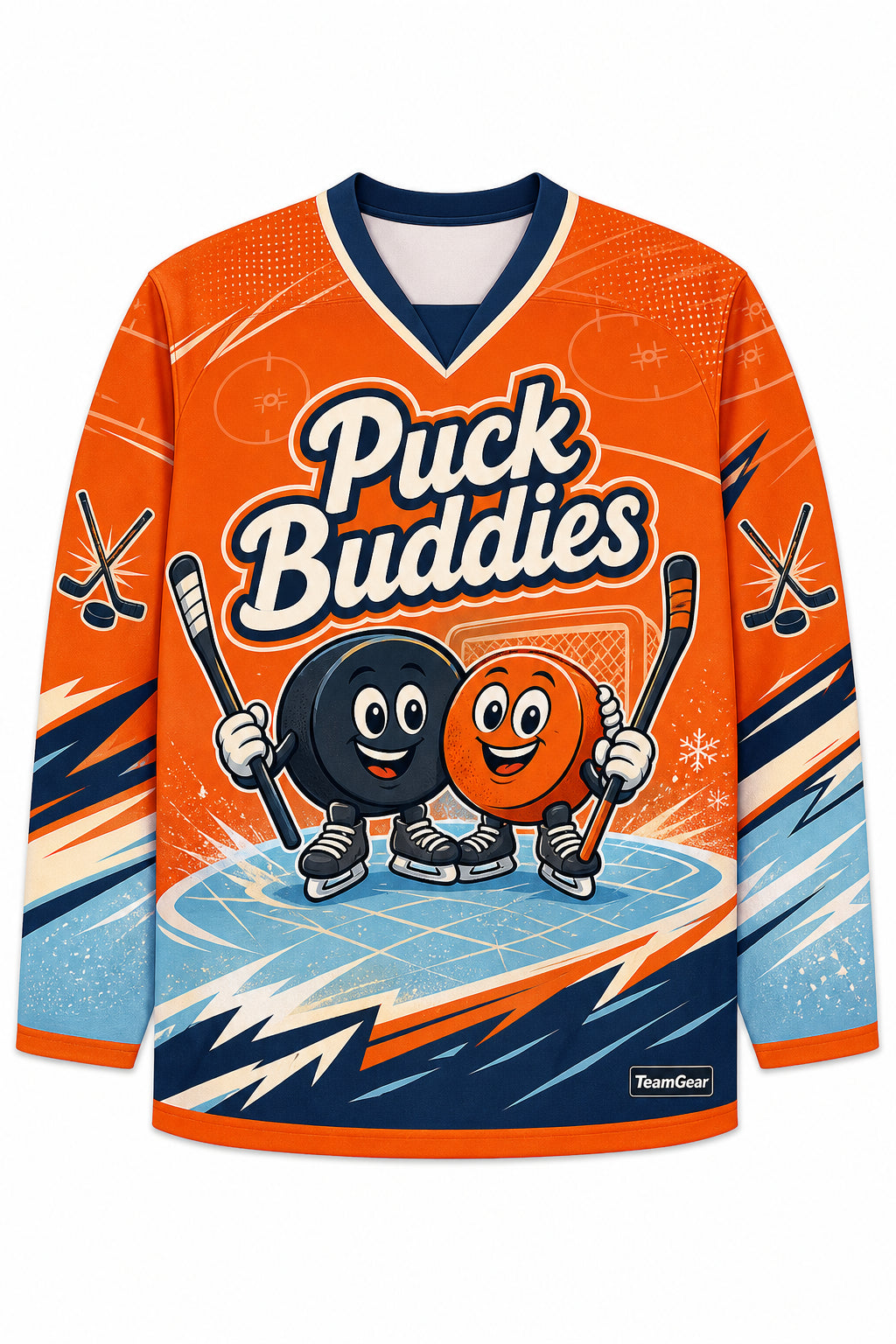 Puck Buddies Orange Hockey Jersey design