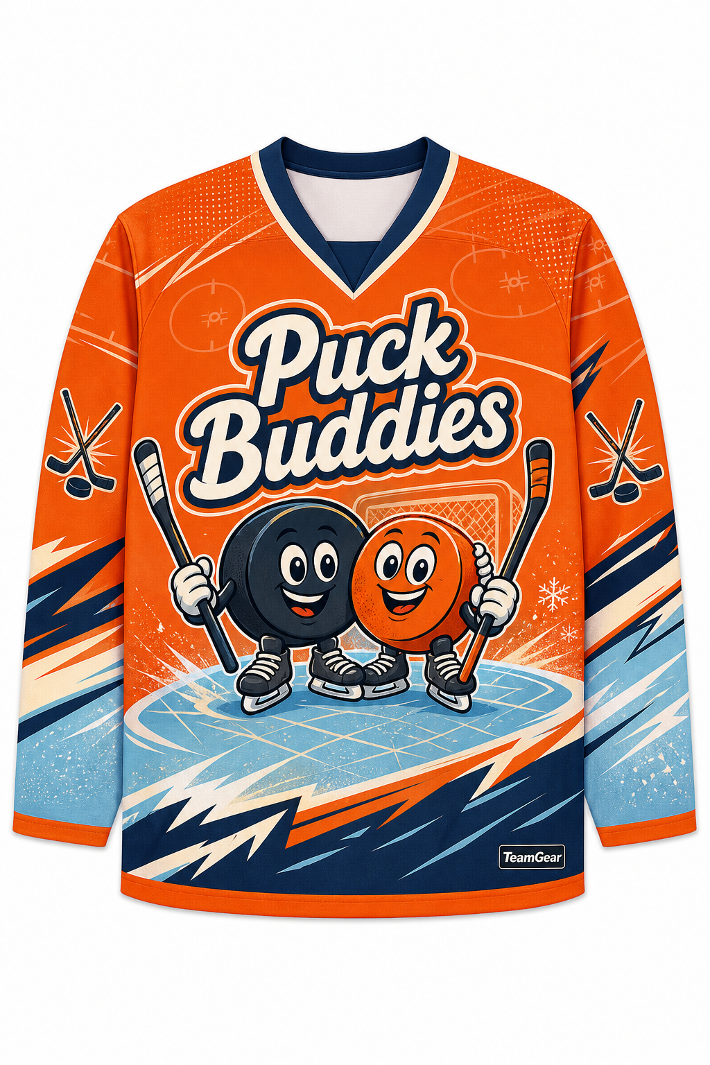 Puck Buddies Orange Hockey Jersey design