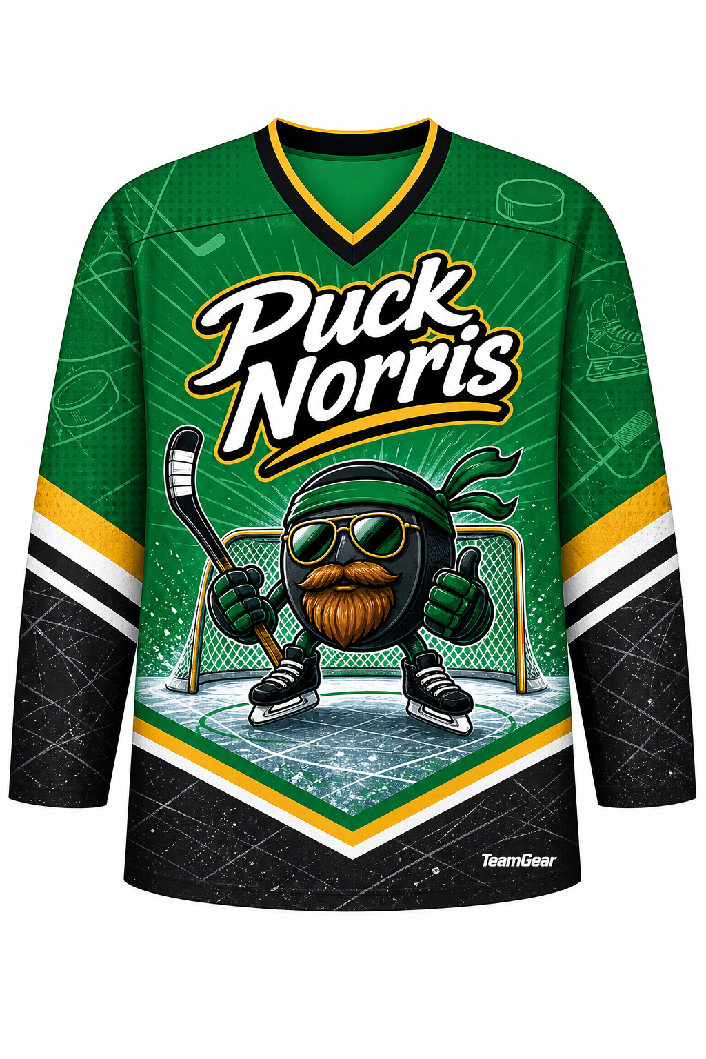 Puck Norris Green Hockey Jersey design
