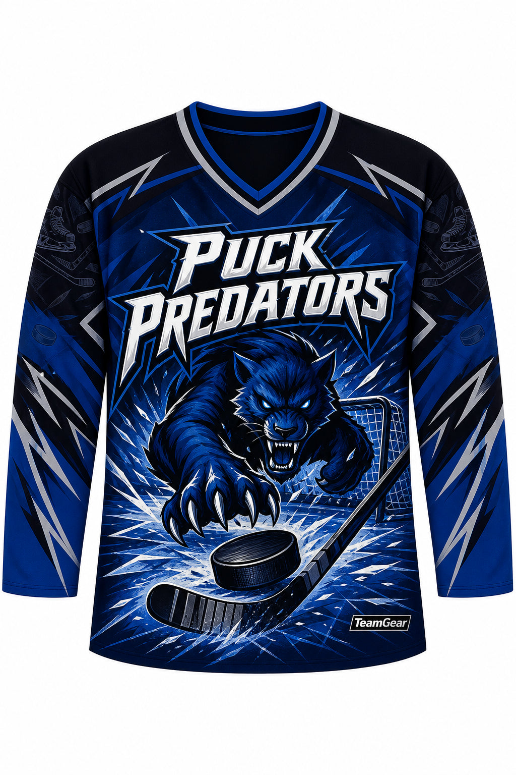 Puck Predators Blue Hockey Jersey design