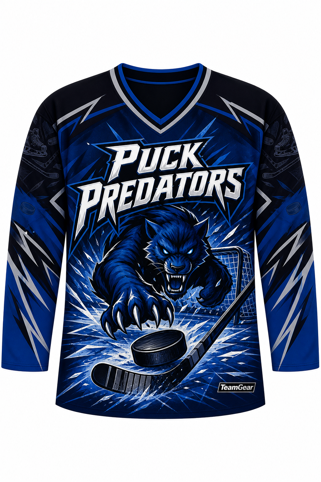 Puck Predators Blue Hockey Jersey design