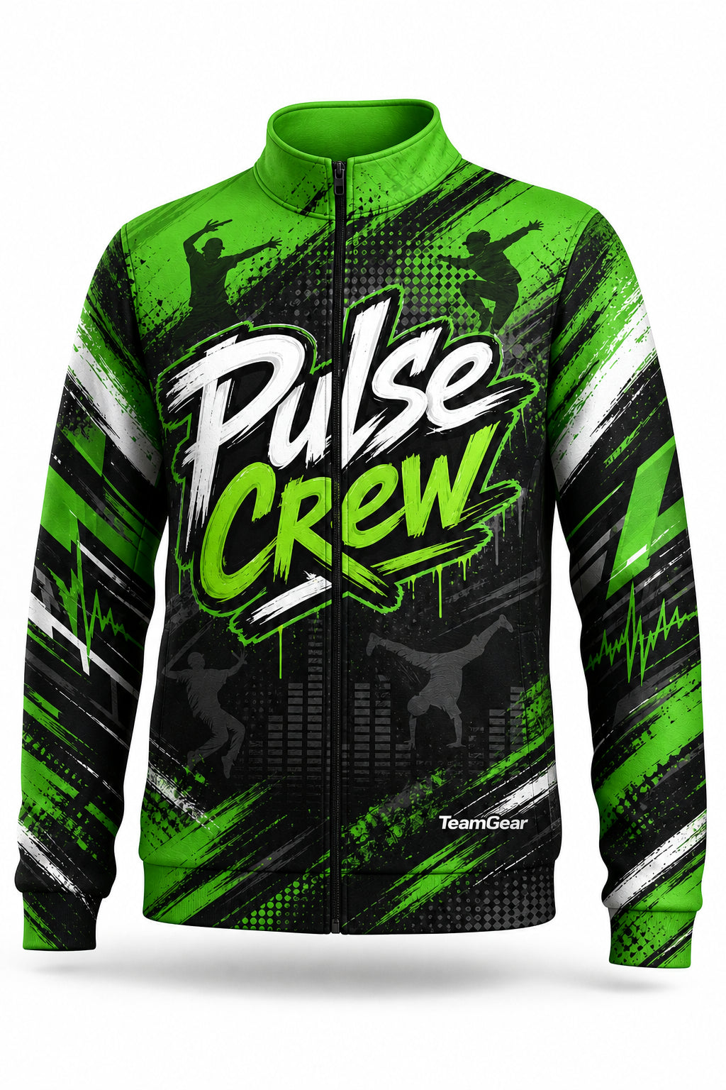 Pulse Crew Green Dance Jacket - front and back view
