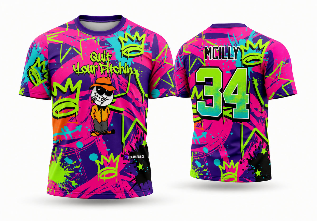 Quit Your Pitchin Softball Jersey - front and back view