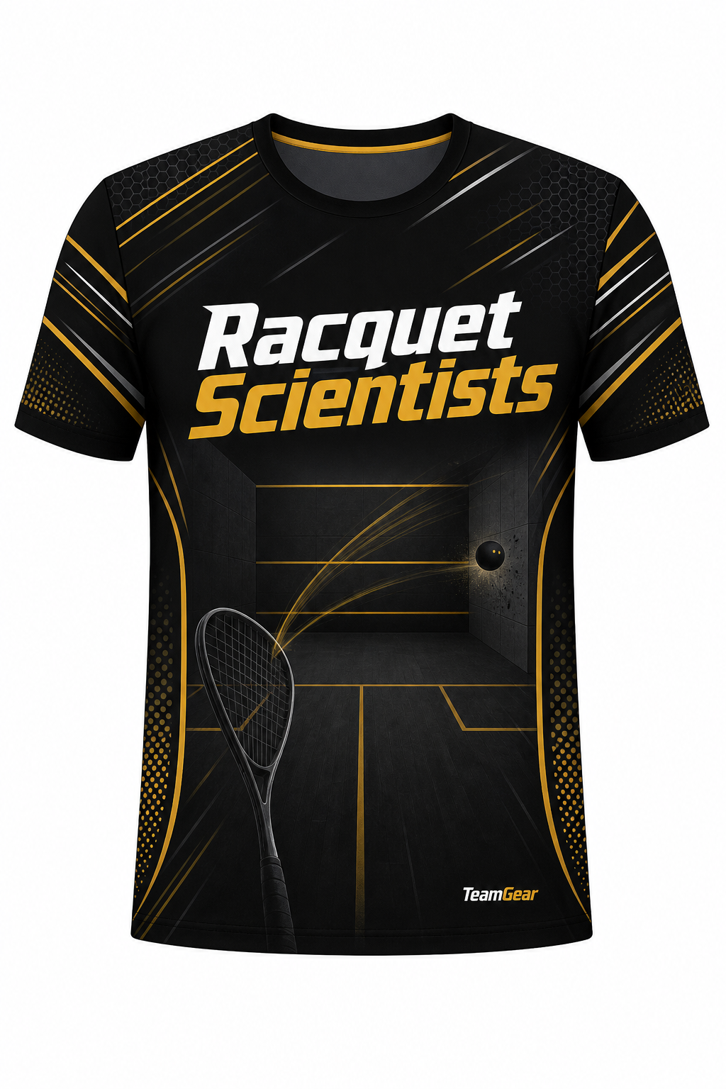 Racquet Scientists Black Squash Jersey with name and number
