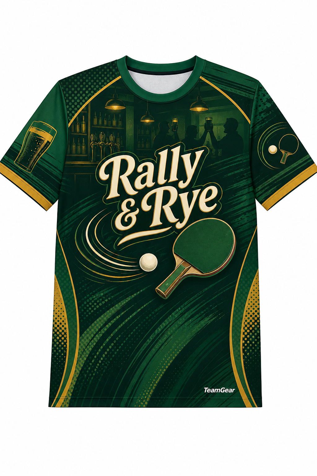 Rally & Rye Green Table Tennis Jersey with name and number