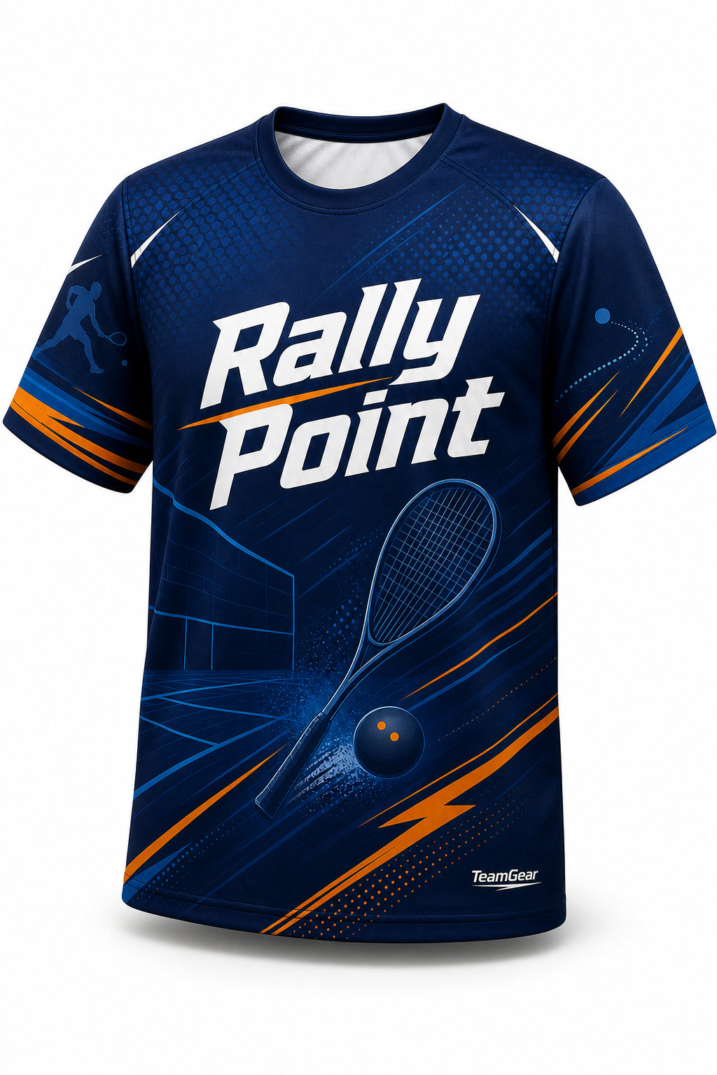 Rally Point Navy Squash Jersey - front and back view